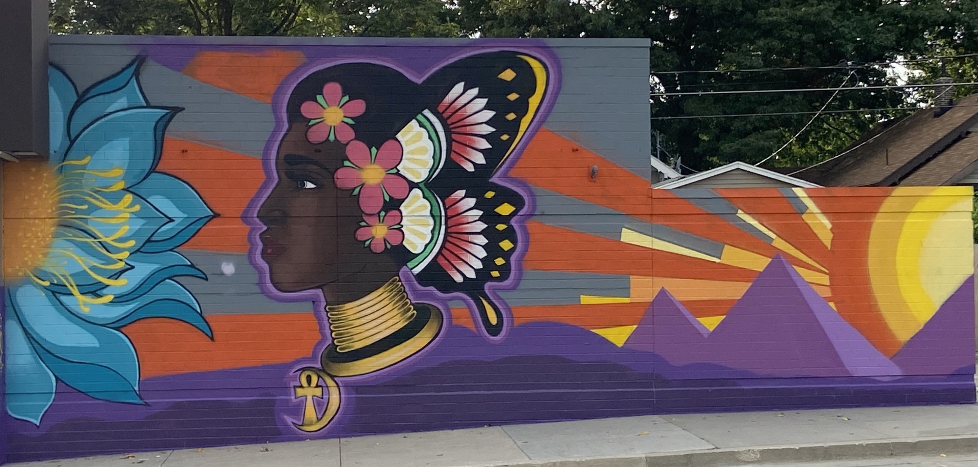 Bloom & Wings — exterior mural by The 4th Wall Studio in Des Moines, 2021