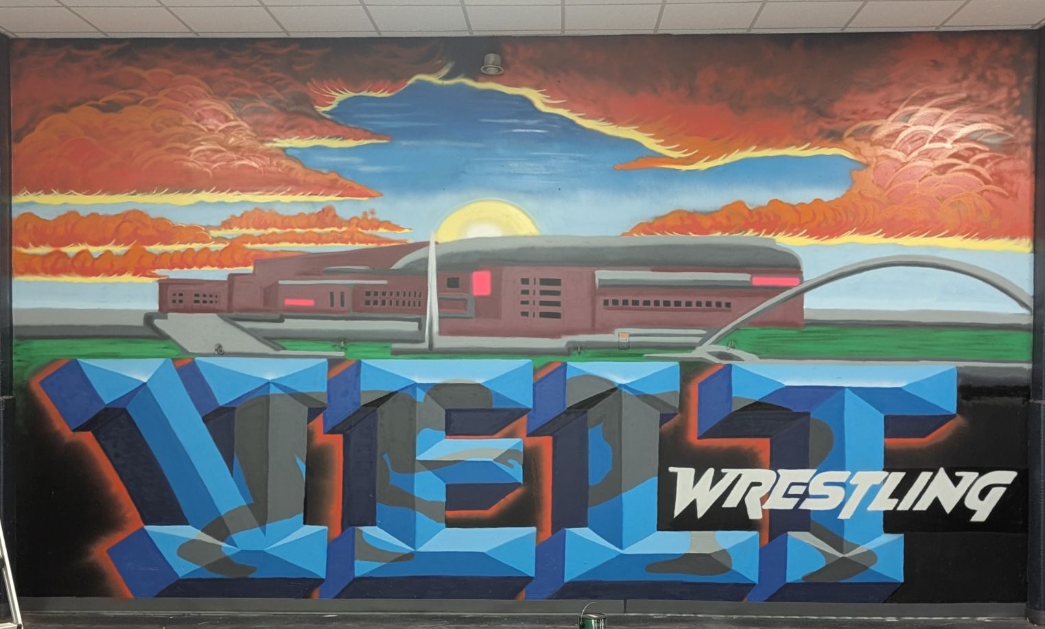 Roosevelt High School wrestling mural painted by The 4th Wall Studio